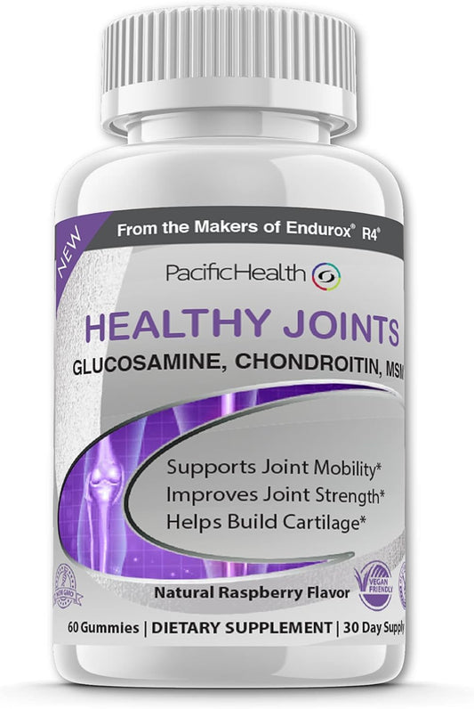 PacificHealth Healthy Joints Gummies - Joint Support with Glucosamine, Chondroitin, MSM - 60 Gummies for Mobility and Flexibility