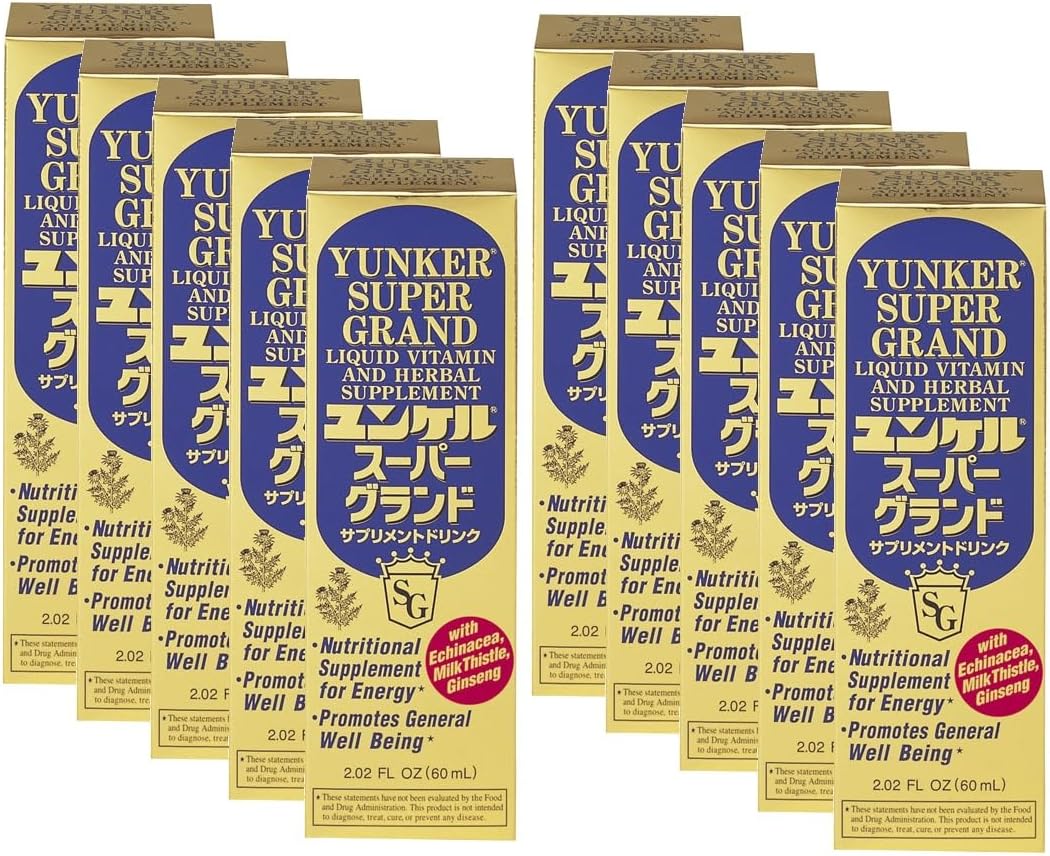Pack of 10 Yunker Super Grand Liquid Vitamin & Herbal Energy Supplements, Reduces Fatigue, Made in Japan