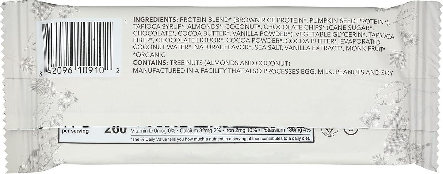 Pack of 12 Aloha Coconut Chocolate Almond Protein Bars, Plant Based, Non GMO - 1.98 Ounces