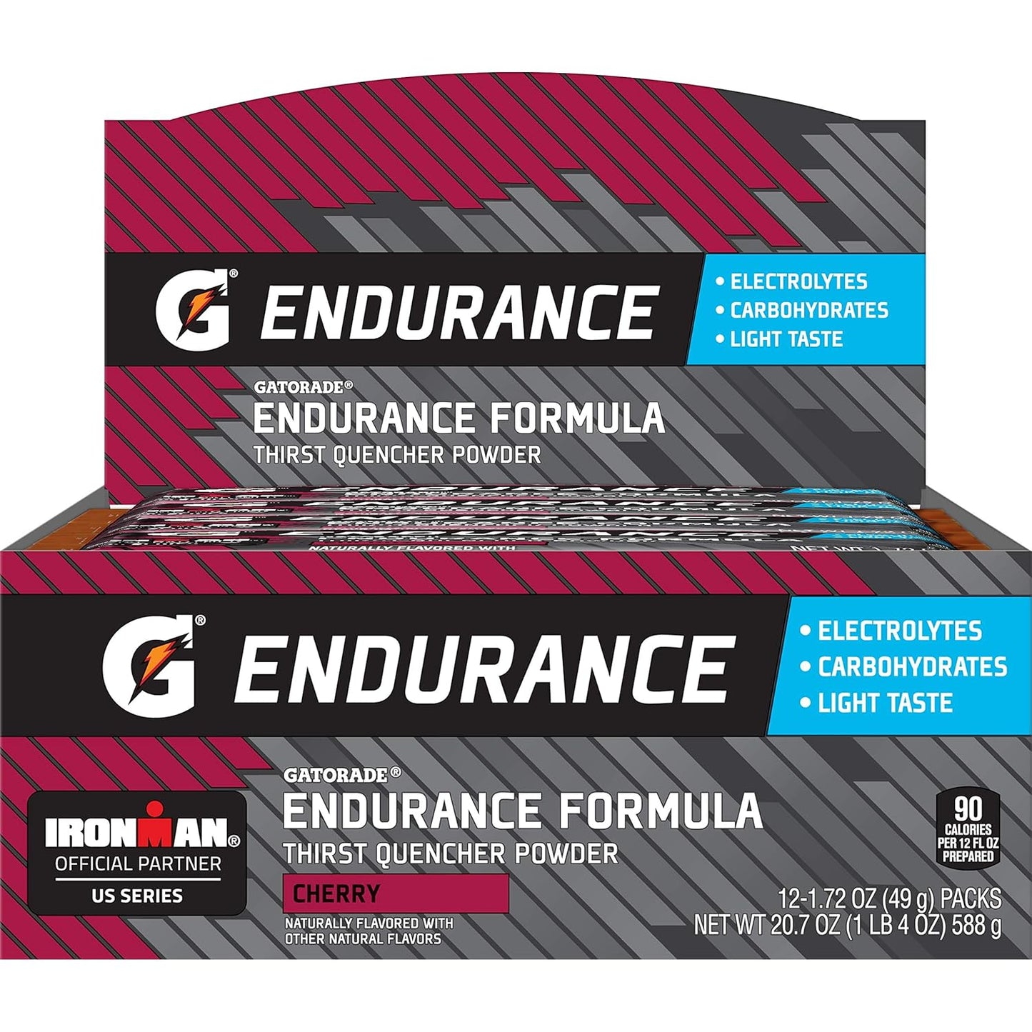 Pack of 12 Gatorade Endurance Formula Powder Cherry Flavored with Electrolytes, 1.72 Oz