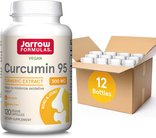 Pack of 12 Jarrow Formulas Curcumin 95 500mg Turmeric Extract Capsules for Antioxidant & Joint Support