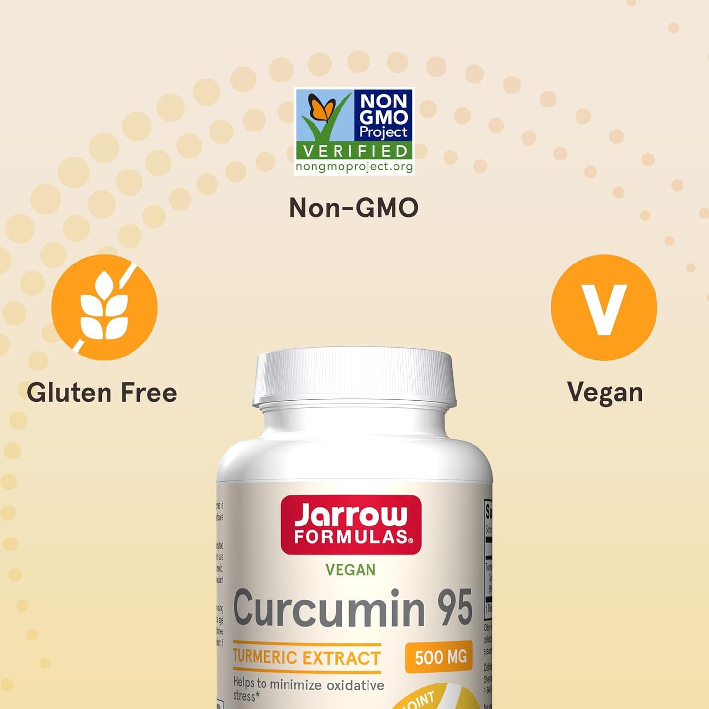 Pack of 12 Jarrow Formulas Curcumin 95 500mg Turmeric Extract Capsules for Antioxidant & Joint Support