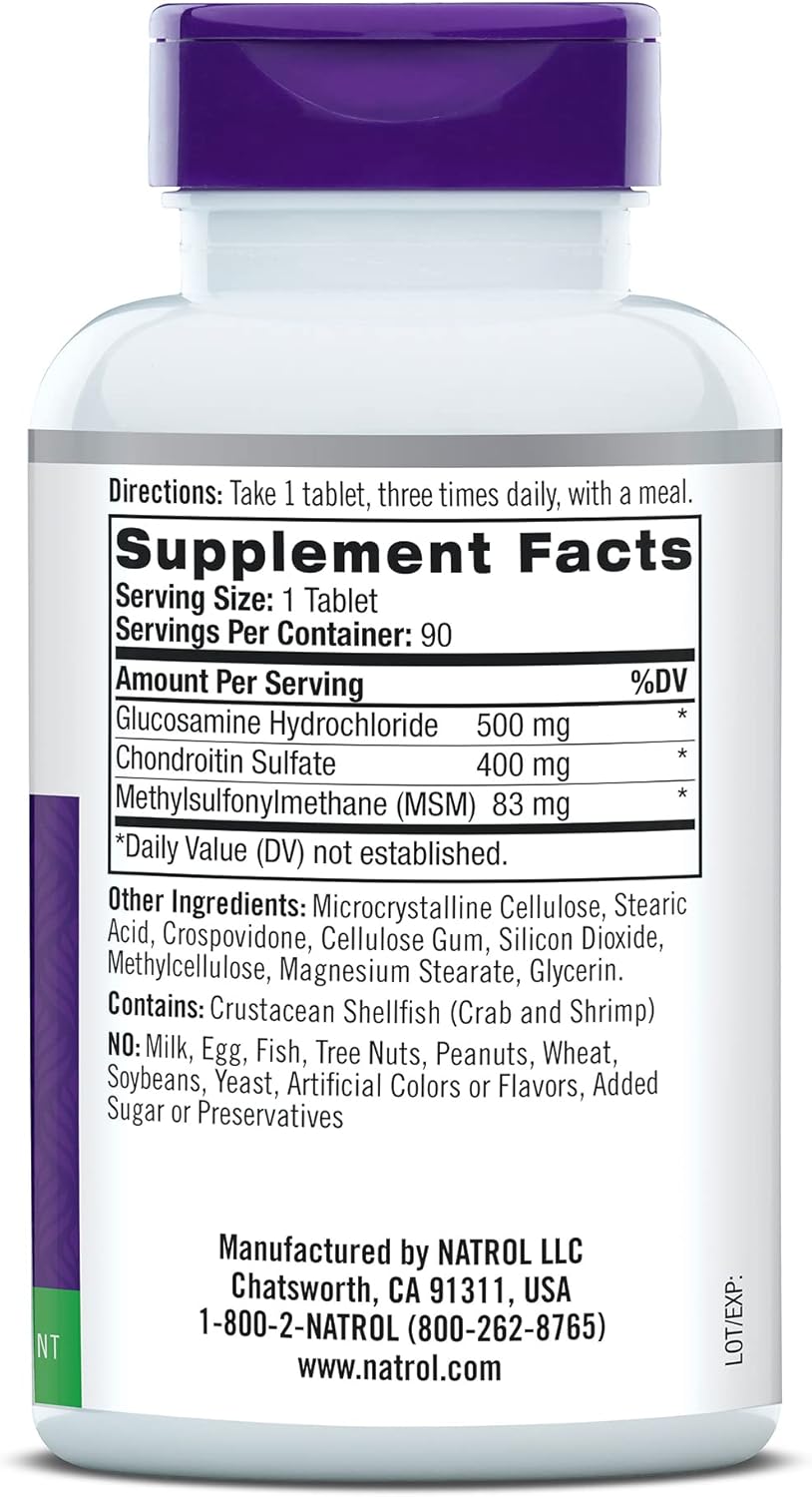 Pack of 12 Natrol Glucosamine, Chondroitin, and MSM Joint Mobility Tablets - 90 Count