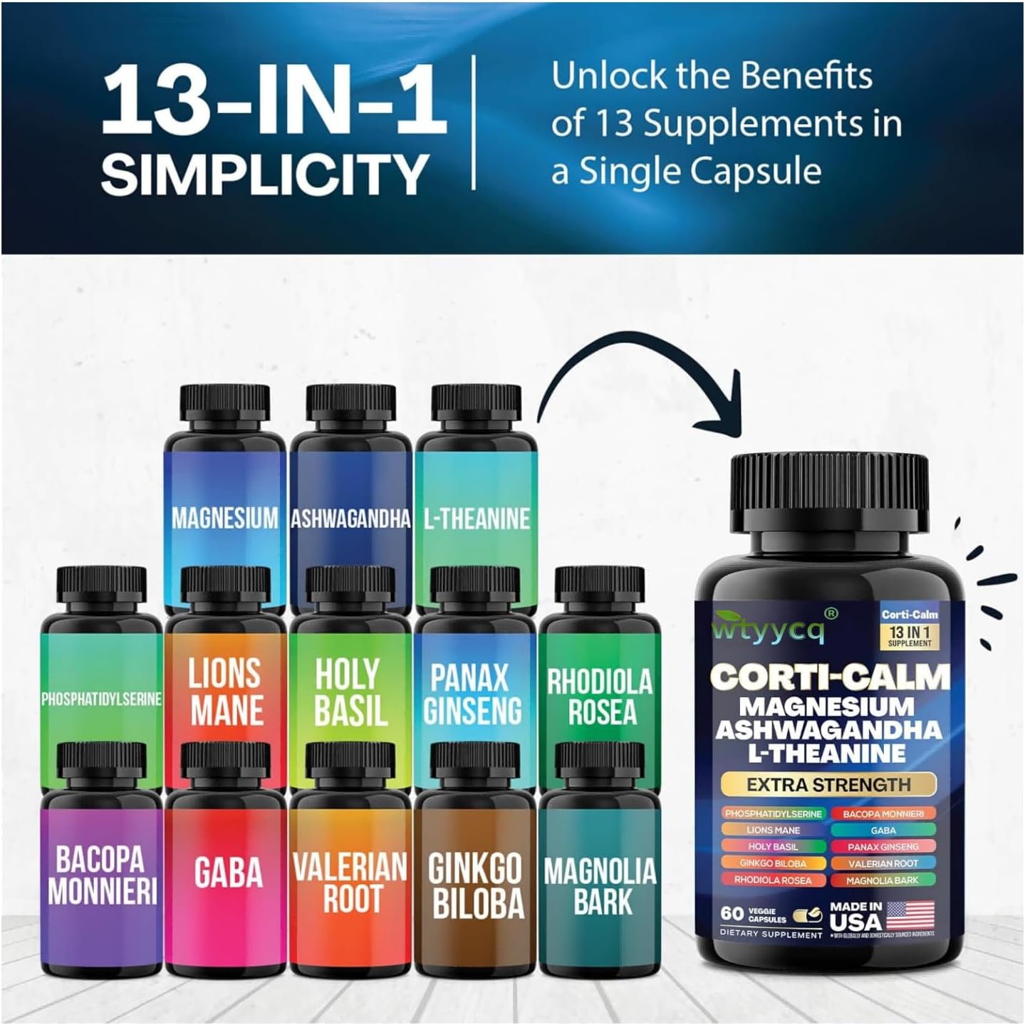 Pack of 2 Corti-Soothe Cortisol Manager Supplement with Magnesium Glycinate, L-Theanine, Ashwagandha, Phosphatidylserine, Lions Mane, Ginkgo Biloba, Bacopa Monnieri, Valerian Root