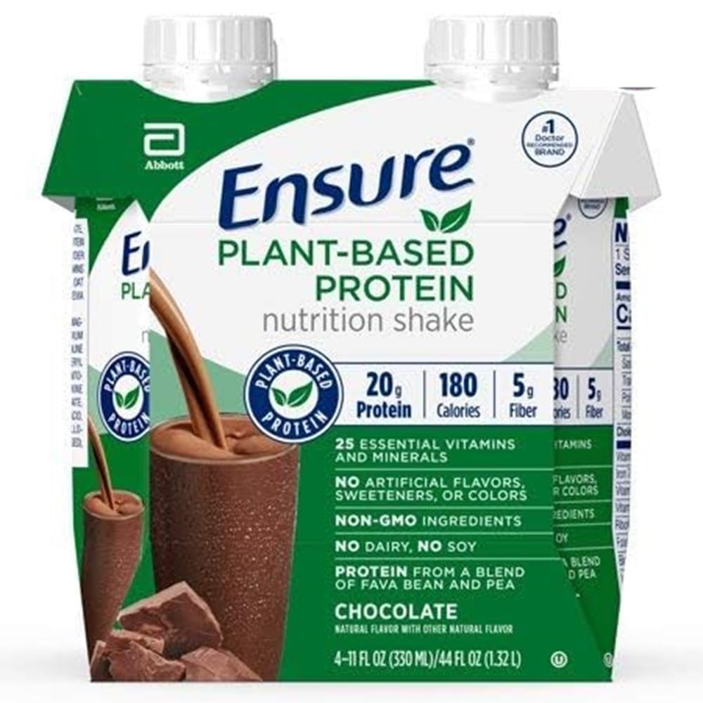 Pack of 2 Ensure Plant Protein Nutrition Shakes, Chocolate, 11 fl oz Each