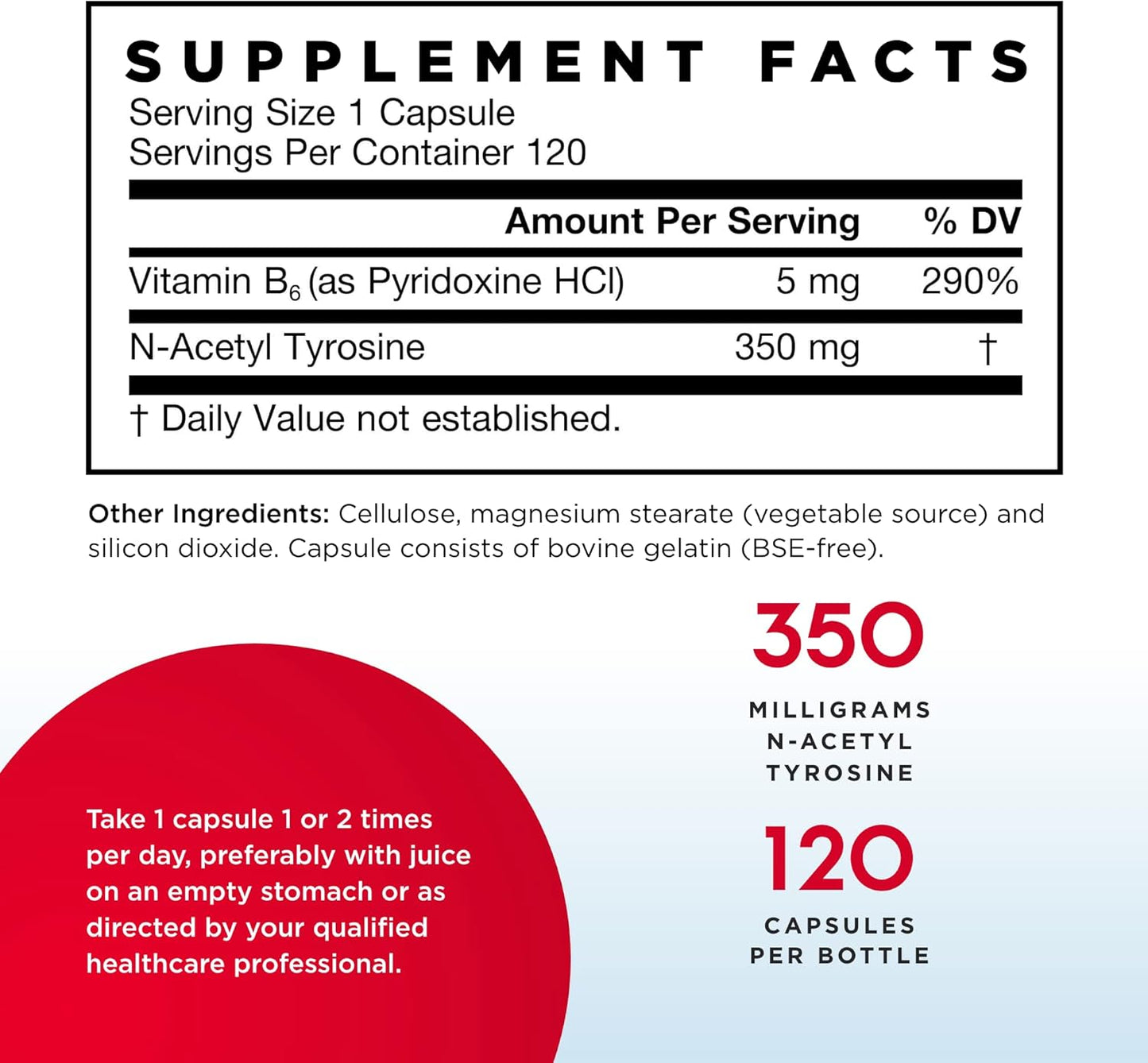 Pack of 2 Jarrow Formulas N-Acetyl Tyrosine Capsules - 240 Servings, Supports Brain Function with Vitamin B6 for Amino Acid Metabolism