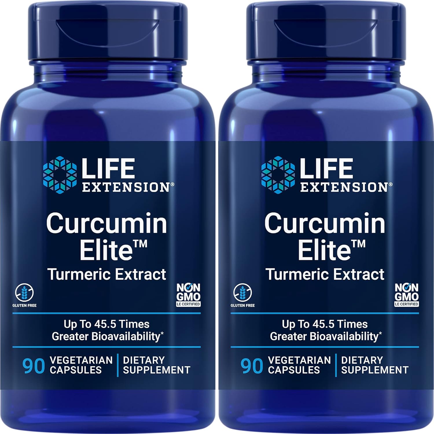 Pack of 2 Life Extension Curcumin Elite Turmeric Extract Capsules for Enhanced Longevity