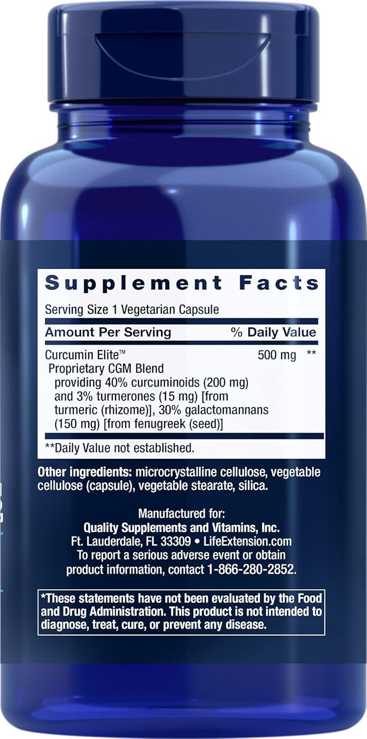 Pack of 2 Life Extension Curcumin Elite Turmeric Extract Capsules for Enhanced Longevity