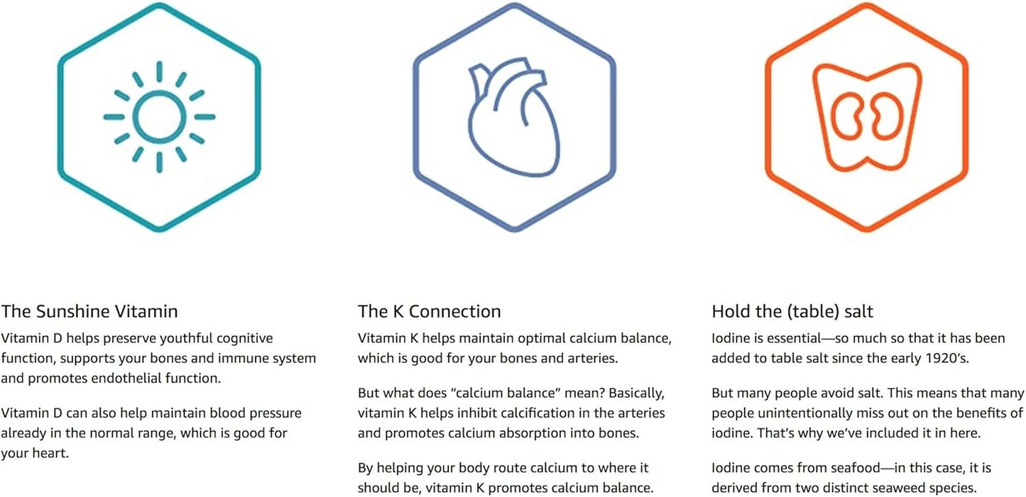 Pack of 2 Life Extension Vitamins D & K with Sea-Iodine Capsules for Longevity Support