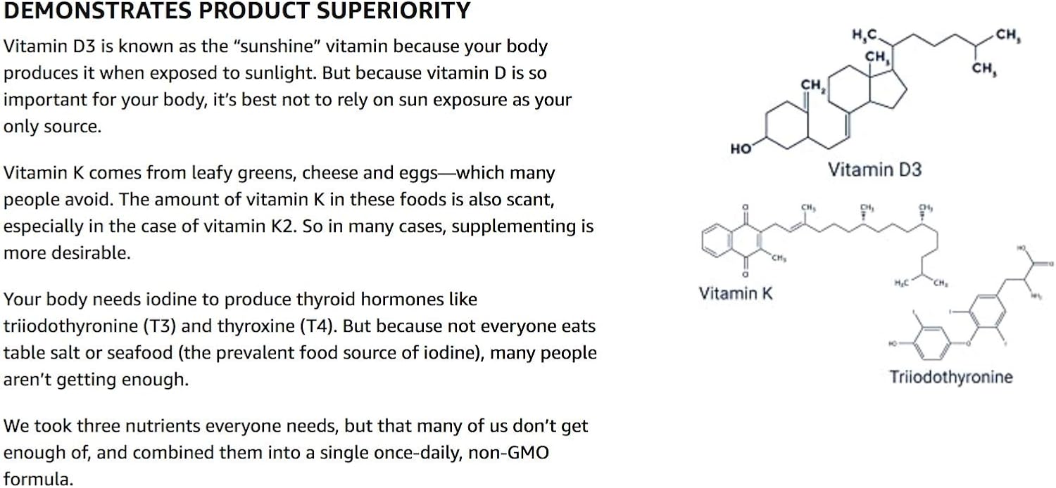 Pack of 2 Life Extension Vitamins D & K with Sea-Iodine Capsules for Longevity Support