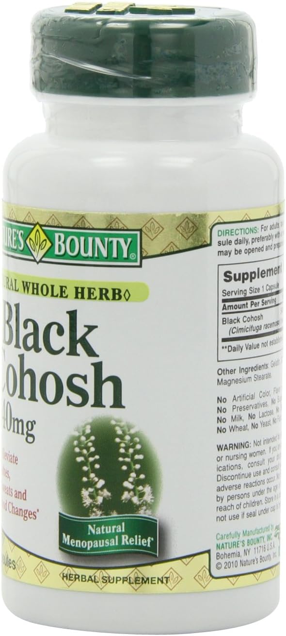 Pack of 2 Nature's Bounty Black Cohosh 540mg Capsules - Natural Whole Herb Supplement for Women's Health