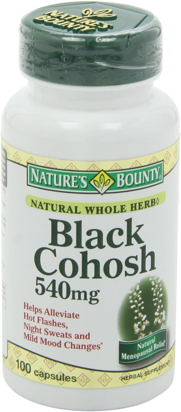 Pack of 2 Nature's Bounty Black Cohosh 540mg Capsules - Natural Whole Herb Supplement for Women's Health