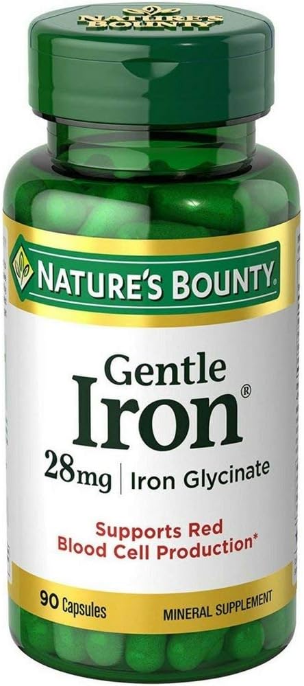 Pack of 2 Nature's Bounty Gentle Iron 28 mg Capsules - 90 Capsules per Bottle