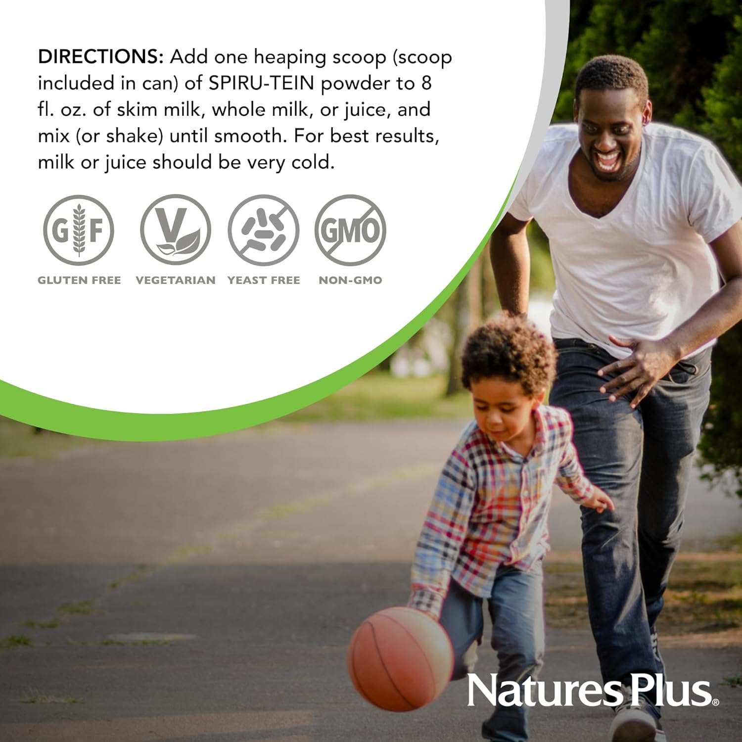 Pack of 2 Natures Plus SPIRU-TEIN Vanilla Plant-Based Protein Powder - 1.06 lbs - 32 Servings - Vegetarian, Gluten-Free