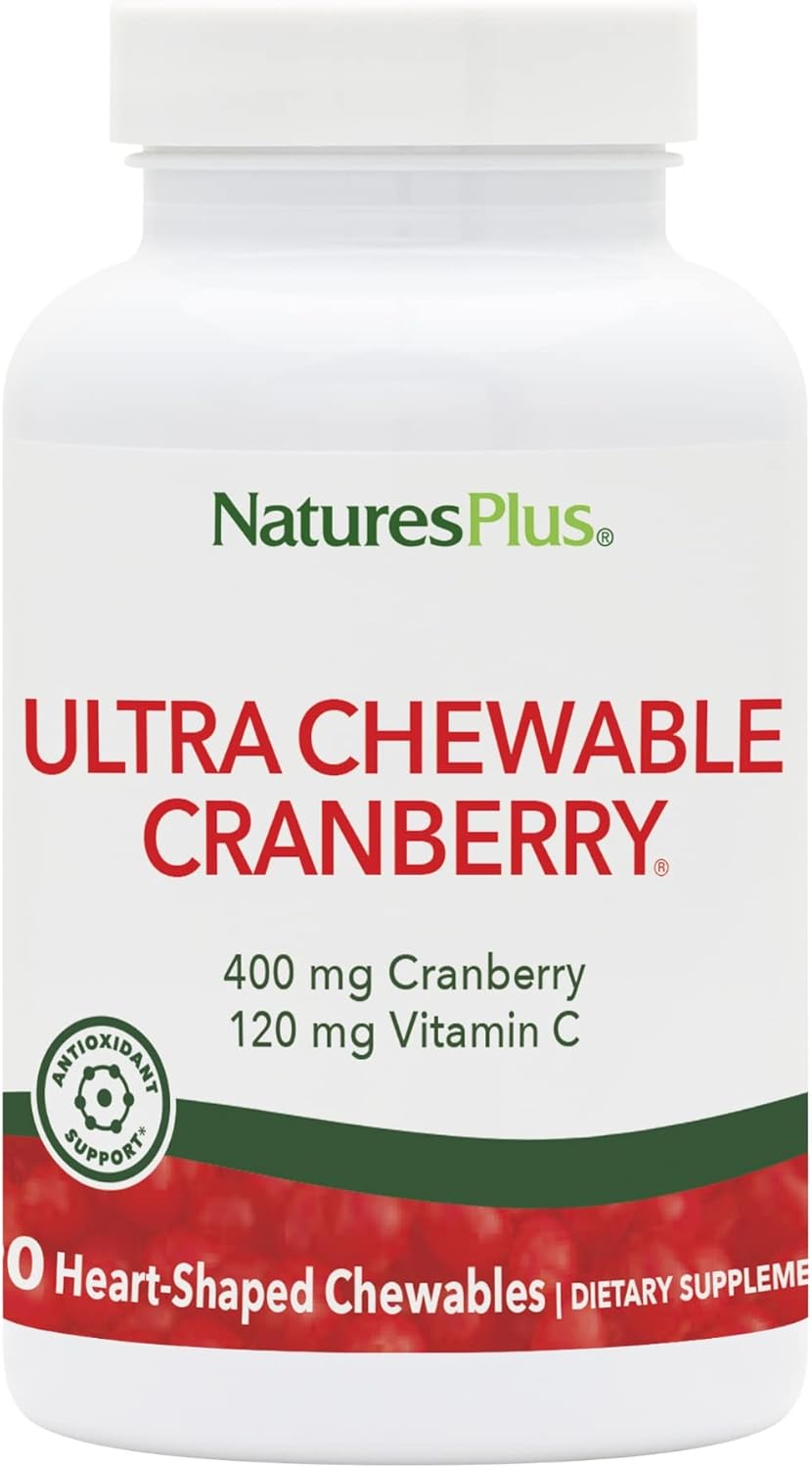 Pack of 2 Natures Plus Ultra Chewable Cranberry Love Berries Tablets - 90 Servings, Urinary Tract Health Support, Non-GMO & Gluten Free