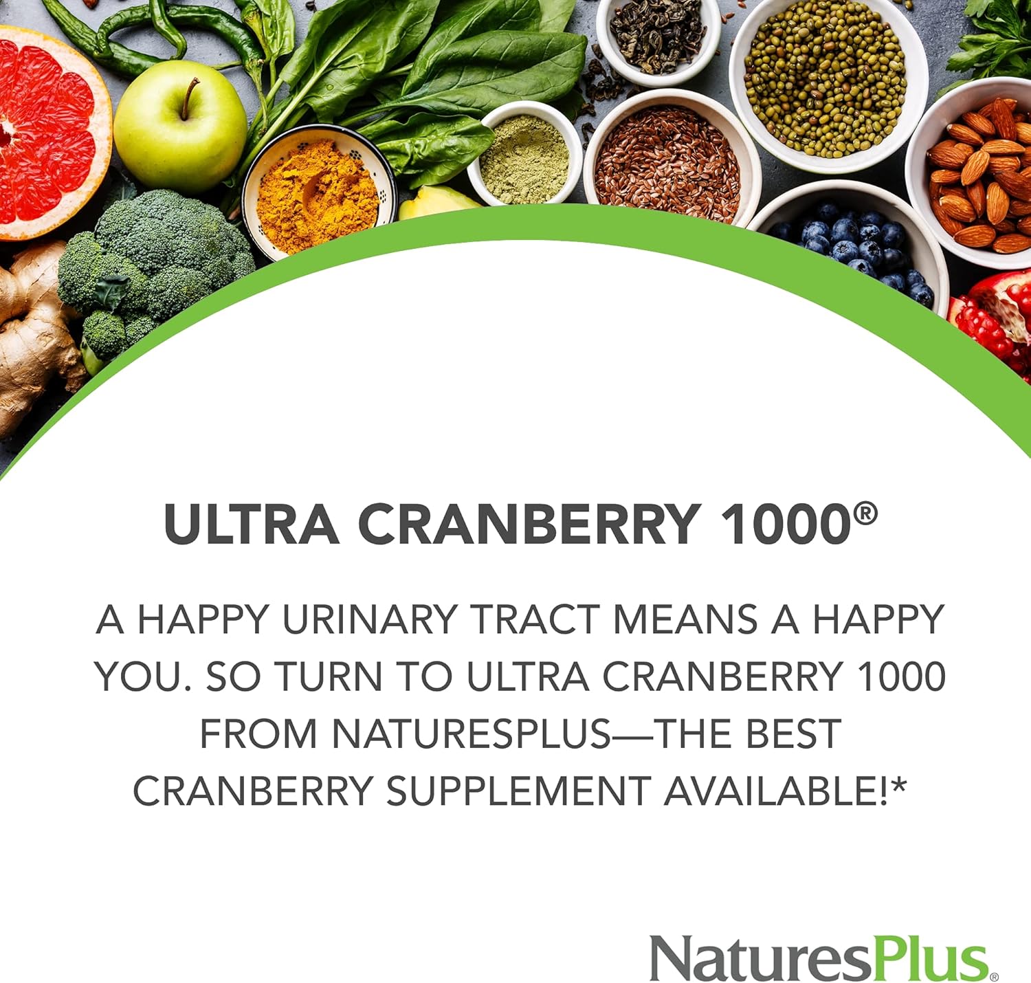 Pack of 2 Natures Plus Ultra Cranberry 1000-180 Sustained Release Tablets - Promotes Urinary Tract Health - Non-GMO, Vegetarian, Gluten Free - 180 Servings