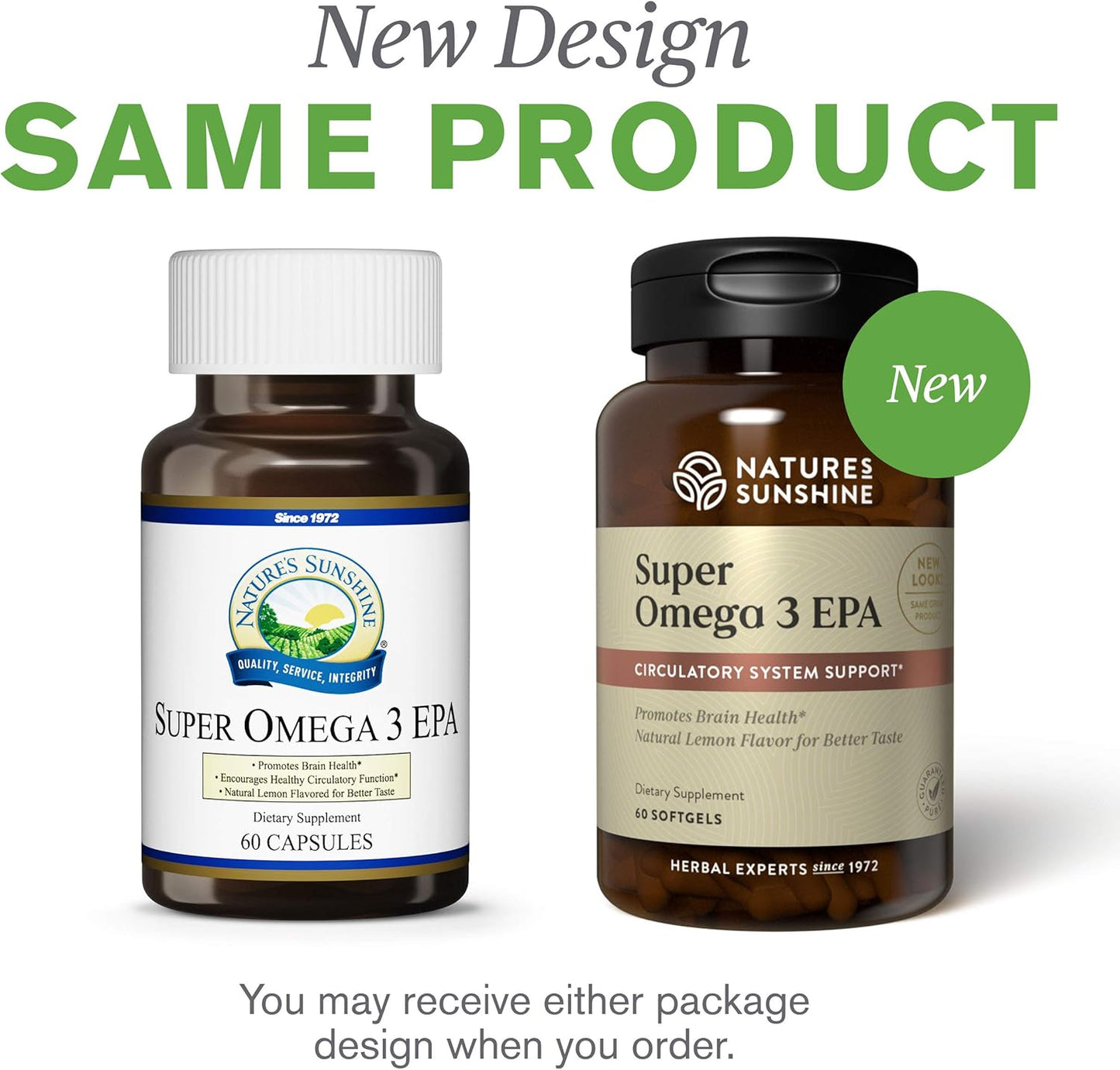 Pack of 2 Nature's Sunshine Super Omega 3 EPA 60 Softgel Capsules for Heart Health and Brain Function