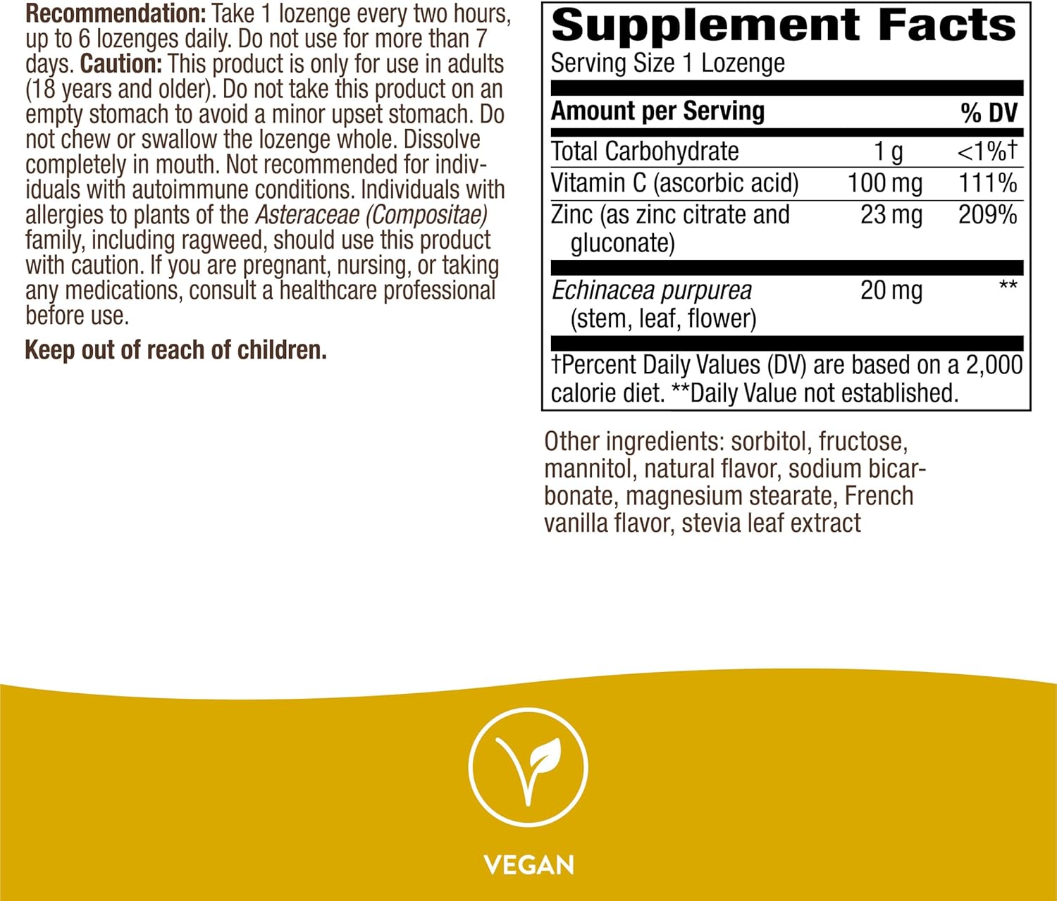 Pack of 2 Nature's Way Zinc Lozenges with Vitamin C, Echinacea, and Wild Berry Flavor for Immune Support, 60 Lozenges