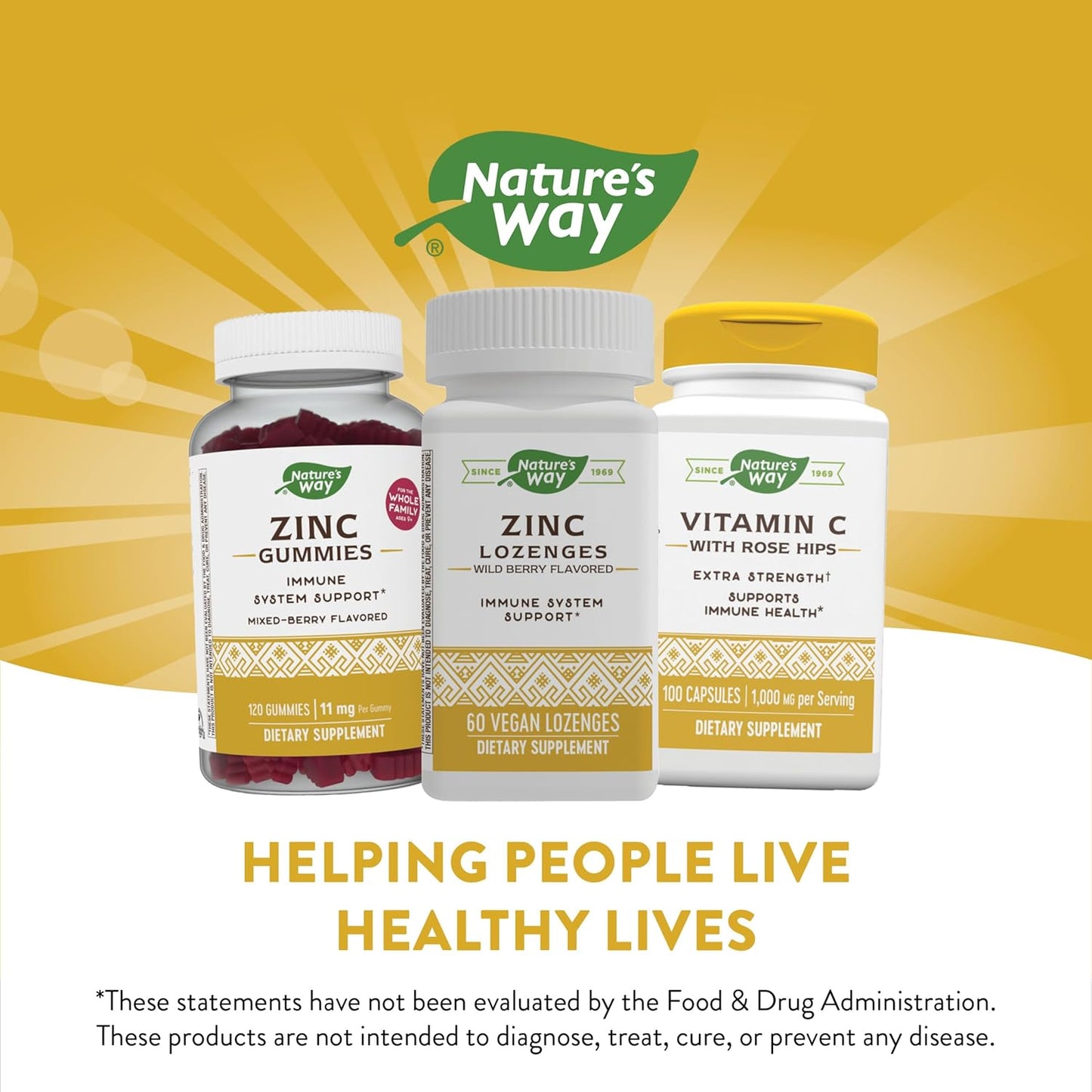 Pack of 2 Nature's Way Zinc Lozenges with Vitamin C, Echinacea, and Wild Berry Flavor for Immune Support, 60 Lozenges