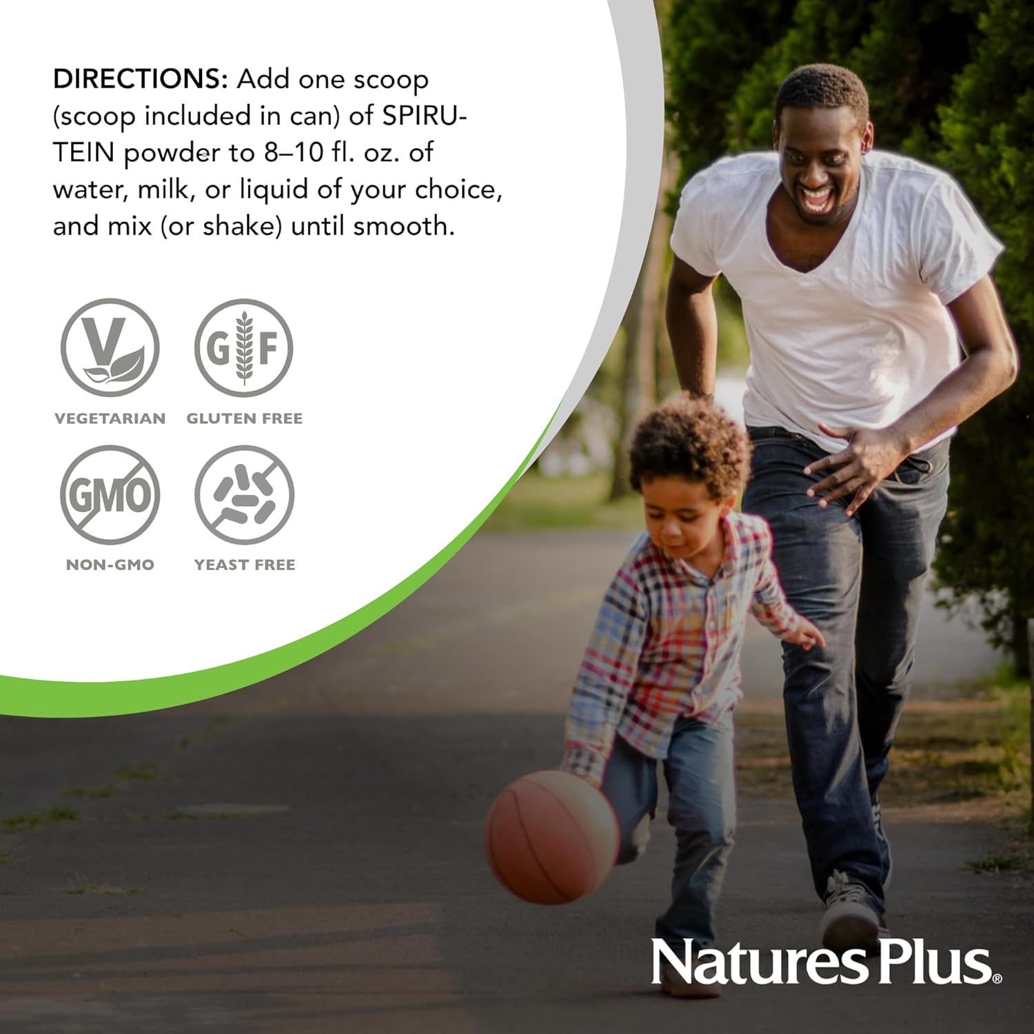 Pack of 2 NaturesPlus SPIRU-TEIN Chocolate Plant-Based Protein Shake - 1.05 lbs - Non-GMO, Vegetarian, Gluten Free - 34 Servings