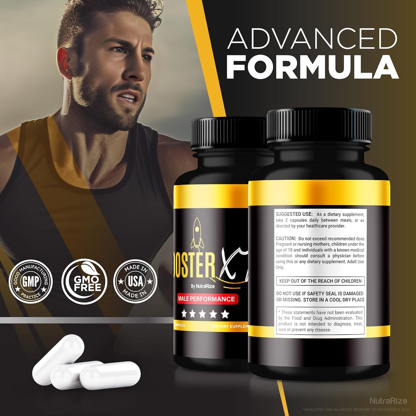 Pack of 2 NutraRize Male Enhancing Booster XT Capsules for Men - Premium Formula for Daily Energy & Performance - Multivitamin Pills for Overall Health - 120 Capsules - Reviews