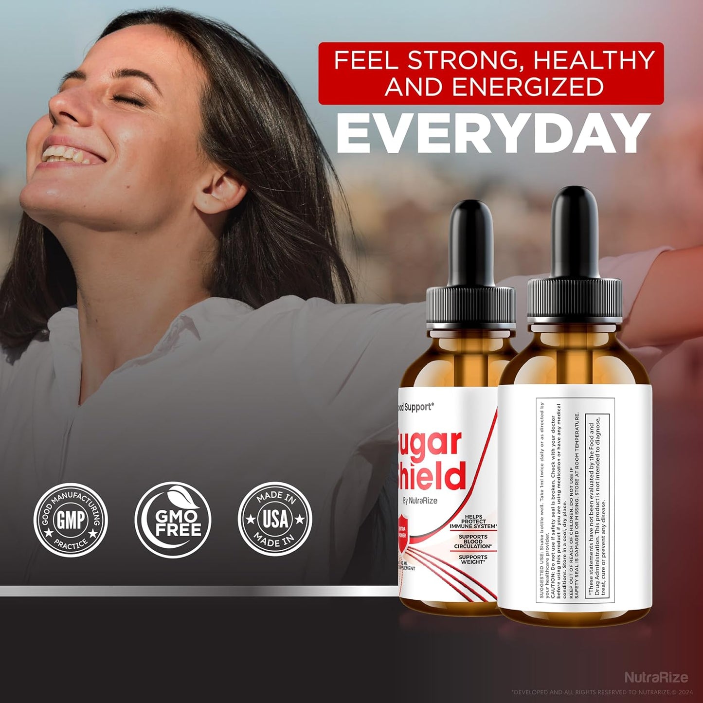 Pack of 2 NutraRize Sugar Shield Drops for Blood Support - Maximum Strength Liquid Supplement with Natural Blood Blend Complex, 60 Servings