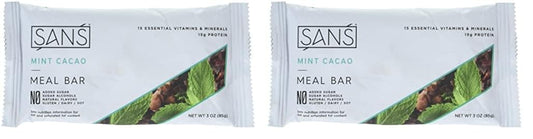 Pack of 2 SANS Mint Cacao Meal Bars, 3 OZ Each - Nutritious Snack for On-the-Go Energy Boost