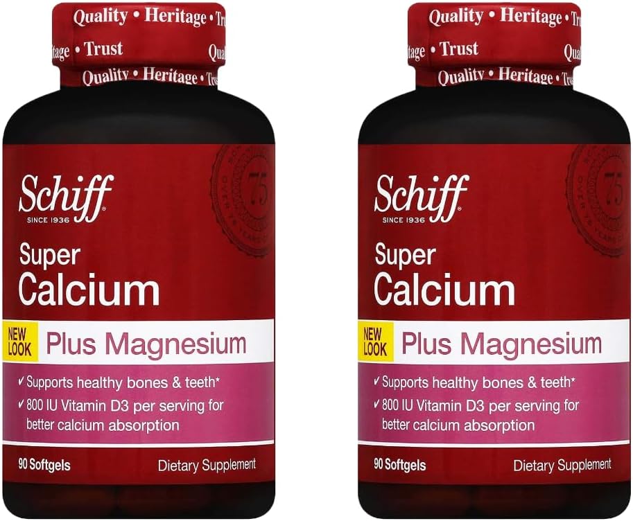 Pack of 2 Schiff Super Calcium 1200mg Softgels with Magnesium and Vitamin D3 - Bone Health Supplement