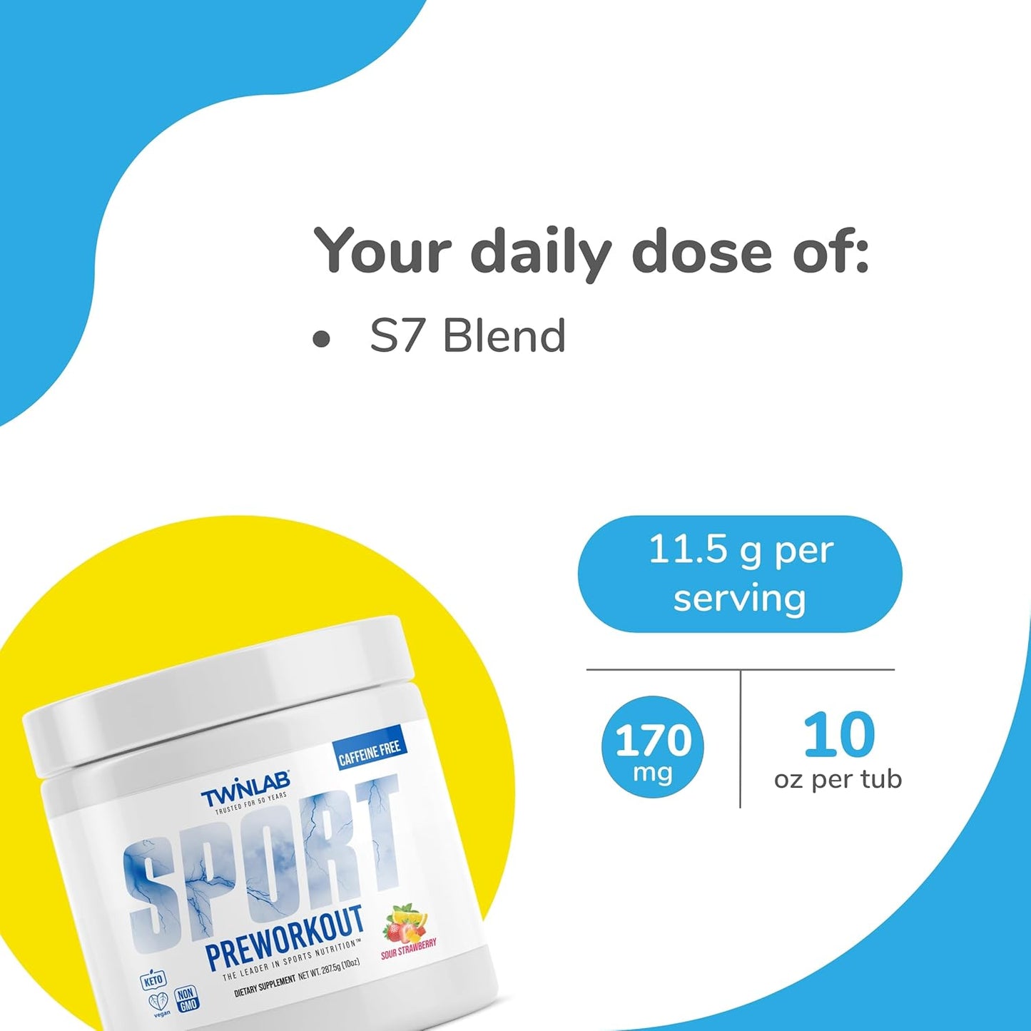 Pack of 2 Twinlab Sport Pre-Workout Strawberry 10 Oz - 25 Servings