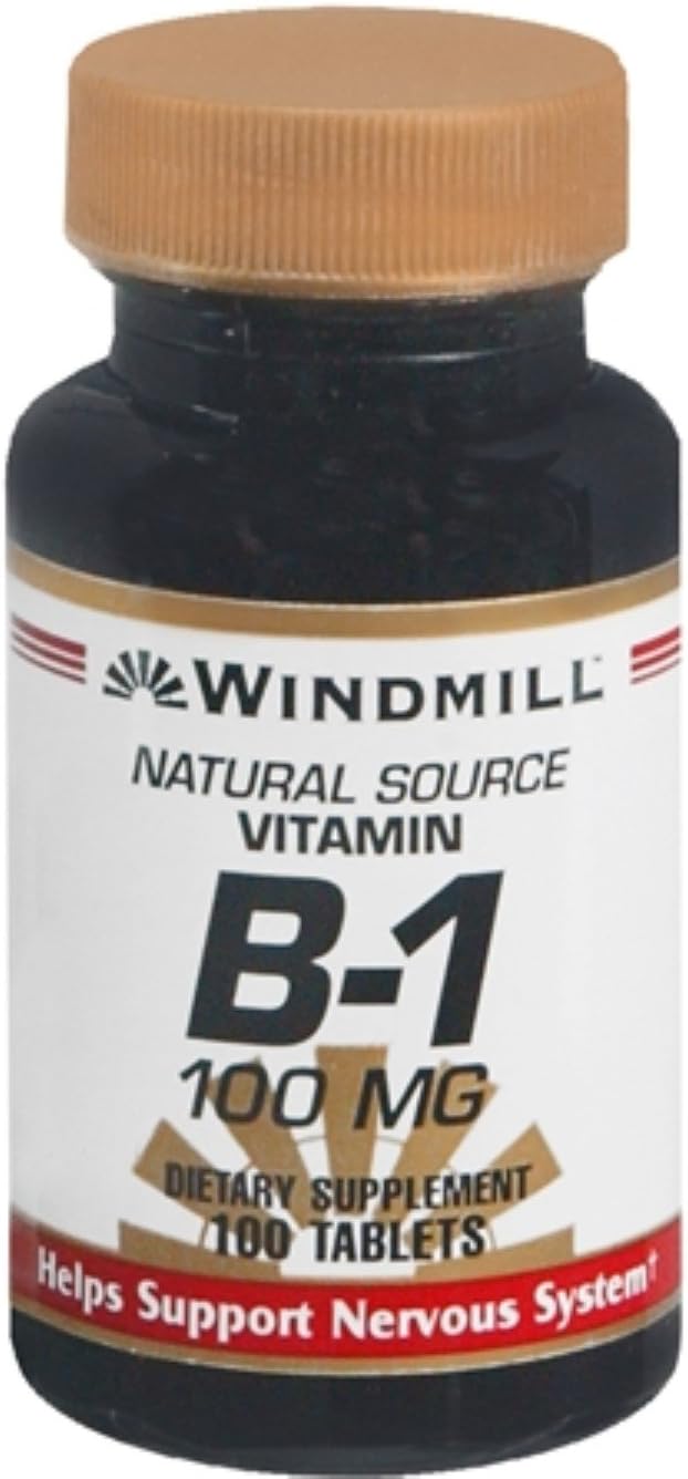 Pack of 2 Windmill Vitamin B-1 100 mg Tablets - 200 Tablets total