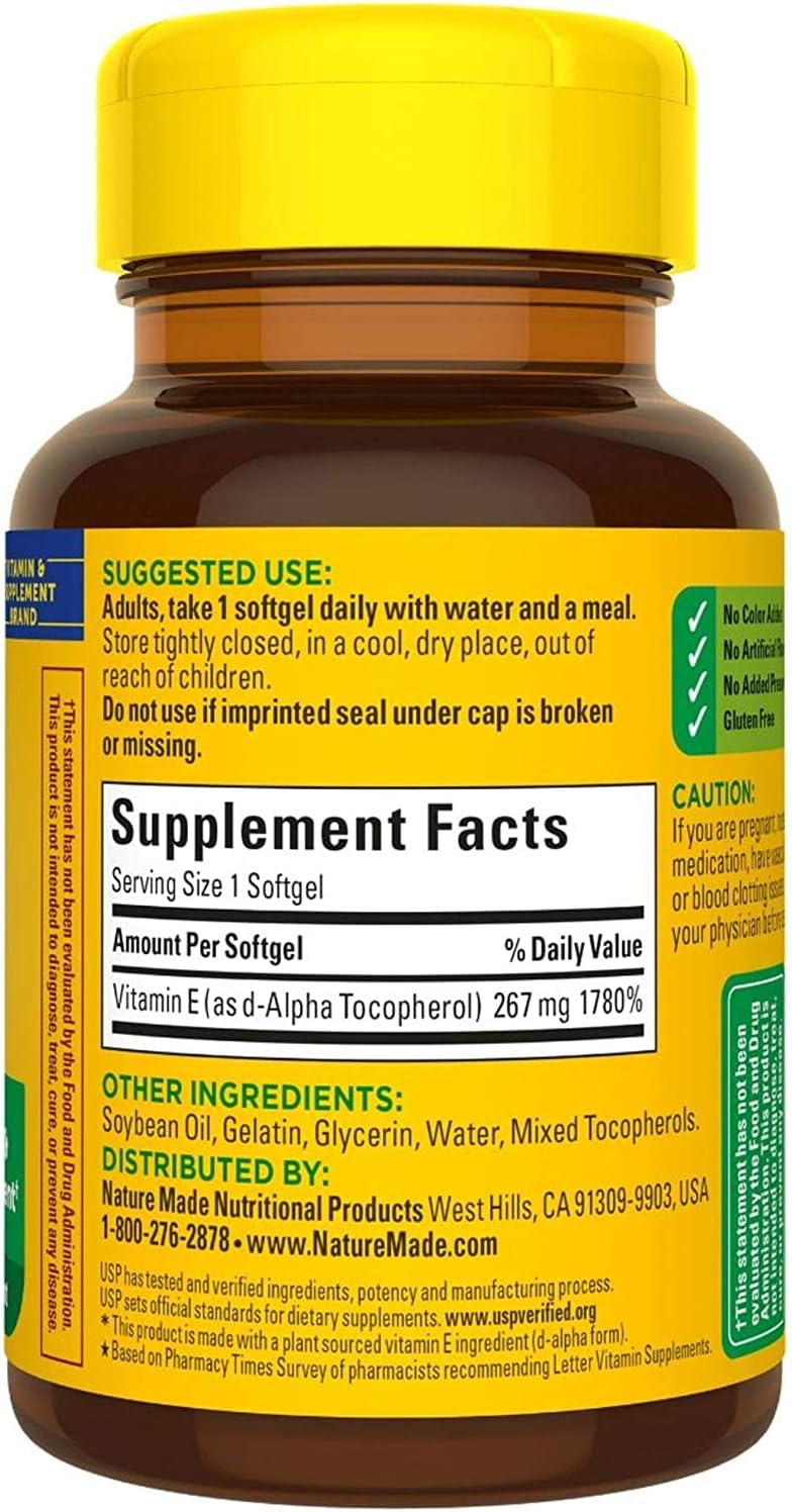 Pack of 200 Nature Made Vitamin E 400 I.U. Softgels
