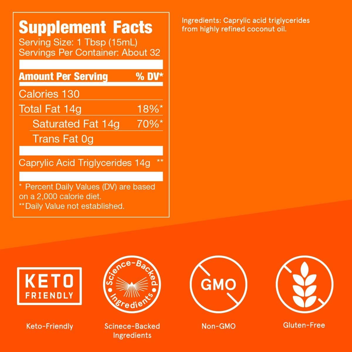 Pack of 3 Bulletproof Brain Octane C8 MCT Oil, 16 oz - Keto Supplements for Energy & Craving Control