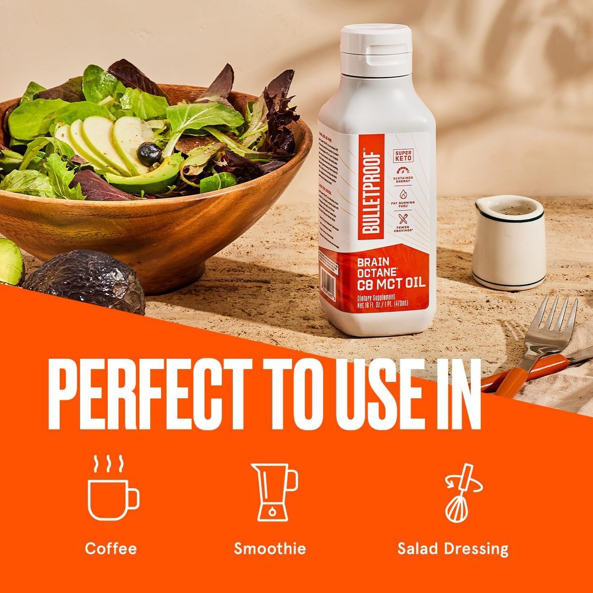 Pack of 3 Bulletproof Brain Octane C8 MCT Oil, 16 oz - Keto Supplements for Energy & Craving Control