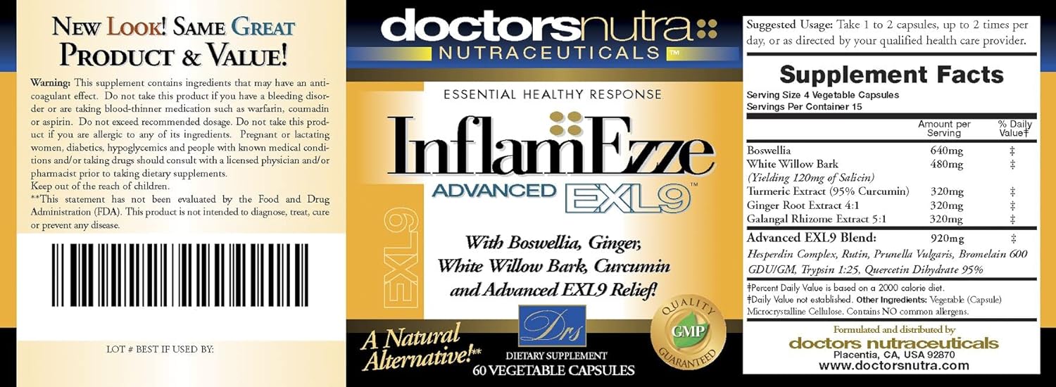 Pack of 3 Doctors Nutra InflamEzze Nutraceutical Capsules - 180 Count