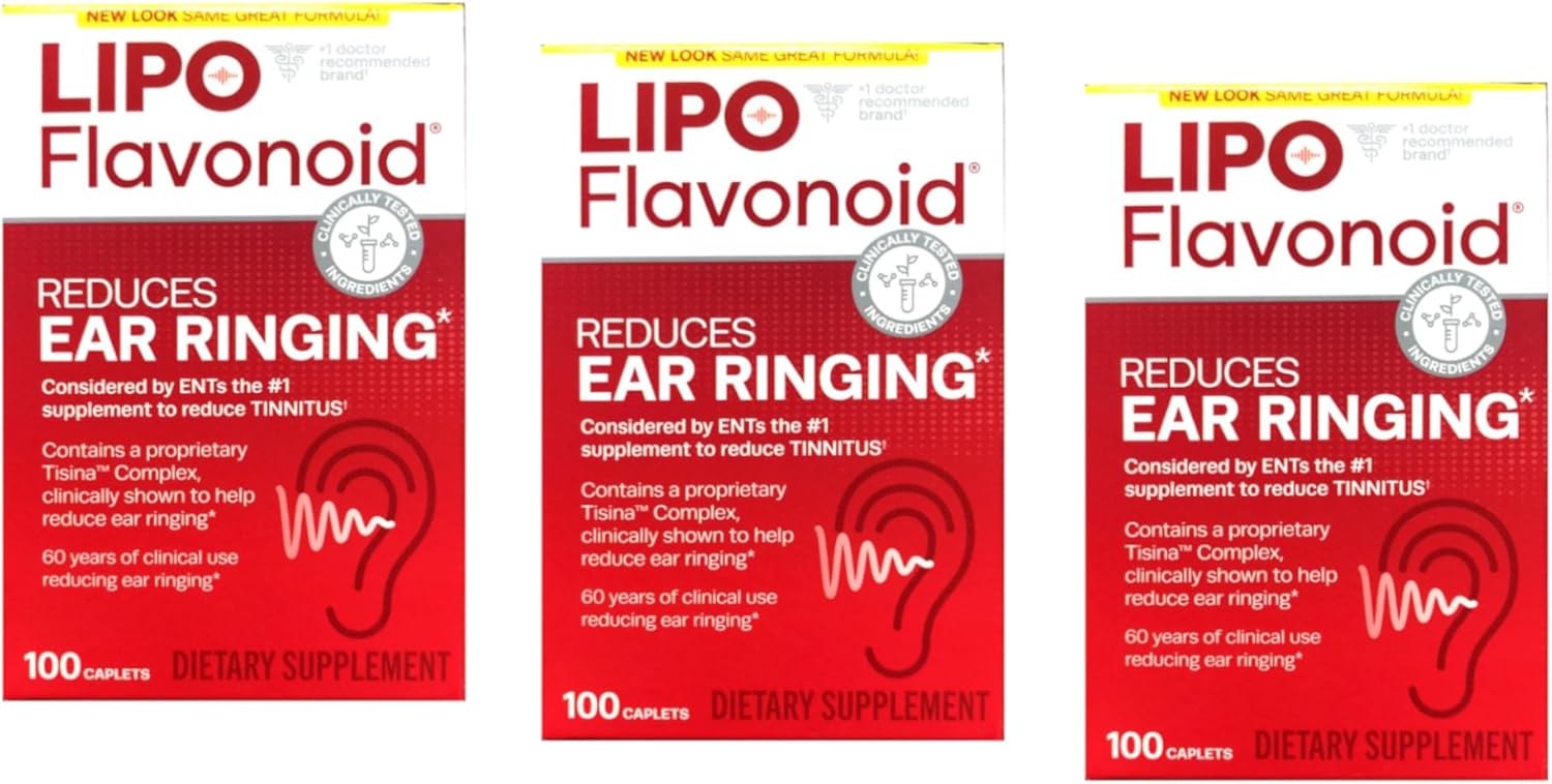 Pack of 3 Lipo-Flavonoid Plus Dietary Supplement for Ear Health 100 ea - Bundle Deal