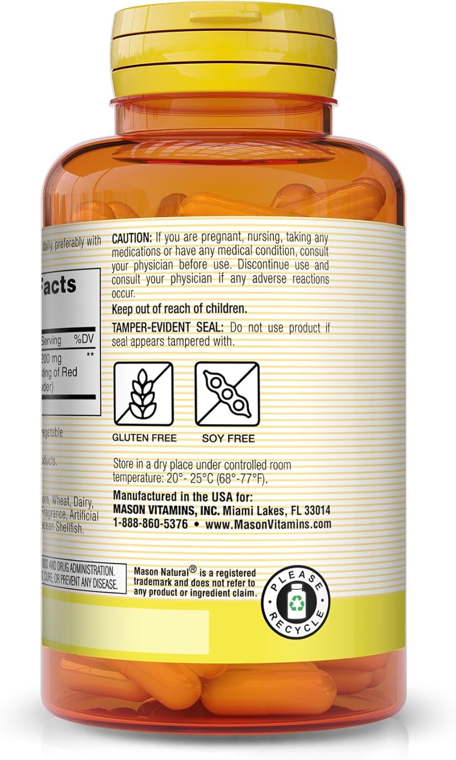 Pack of 3 MASON NATURAL Red Yeast Rice Capsules for Heart Health & Blood Circulation