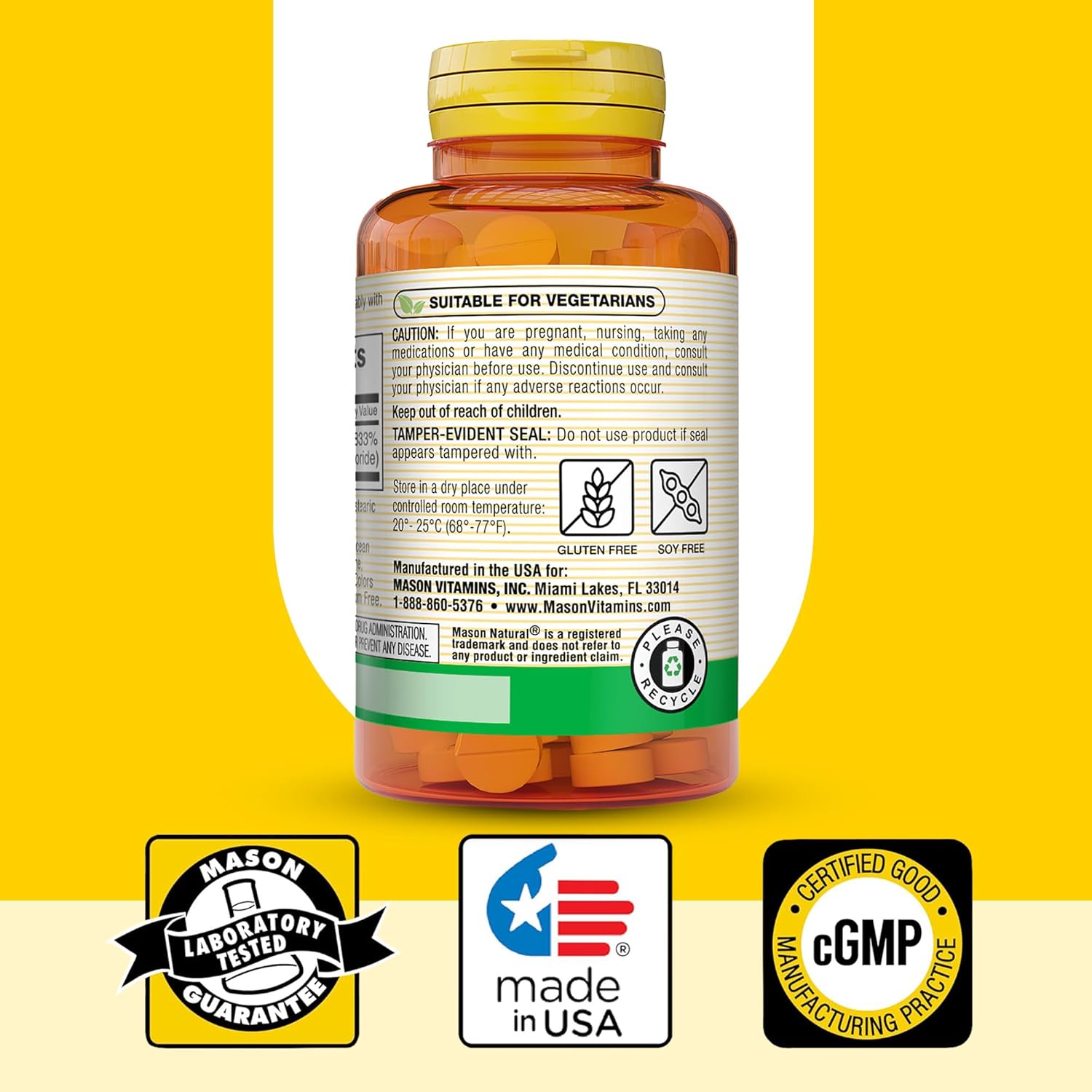 Pack of 3 Mason Natural Vitamin B1 Thiamine 250mg Tablets, 300-Day Supply for Energy Support