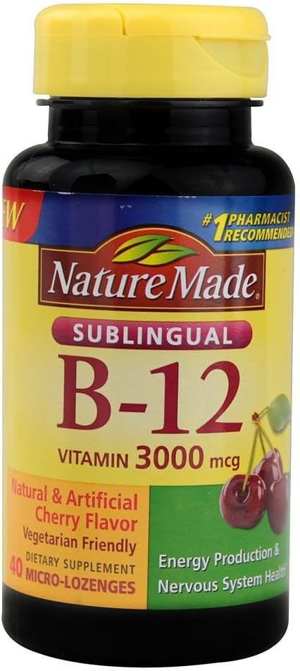Pack of 3 Nature Made Vitamin B-12 3000 MCG Sublingual Tablets - 40 Count Each