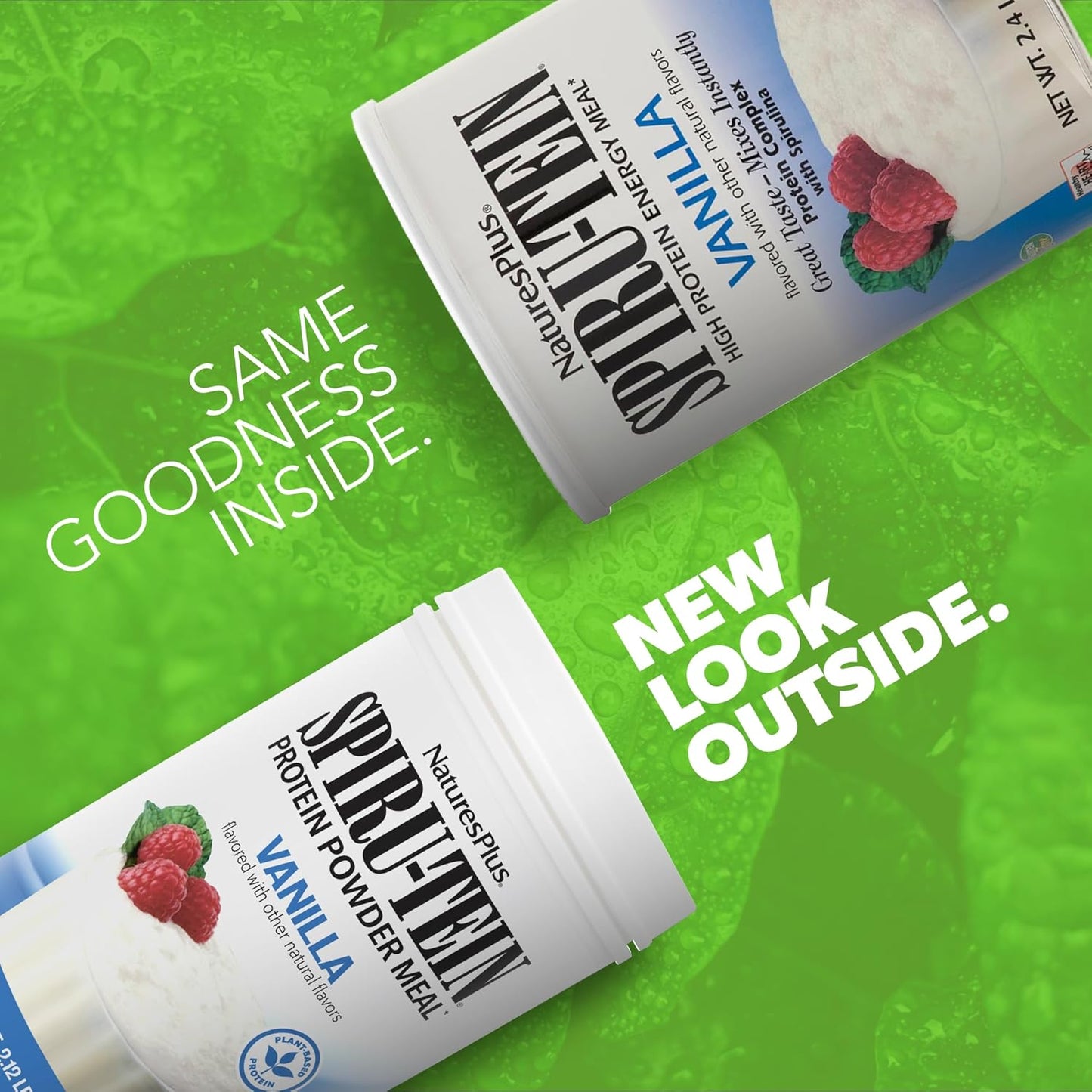 Pack of 3 Natures Plus SPIRU-TEIN Vanilla Protein Powder with Spirulina - 96 Servings - Vegetarian & Gluten Free Energy Boost