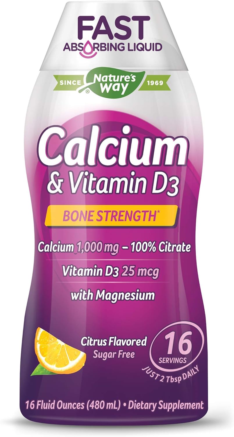 Pack of 3 Nature's Way Liquid Calcium & Vitamin D3 Citrus Flavor - 16 oz Bottles