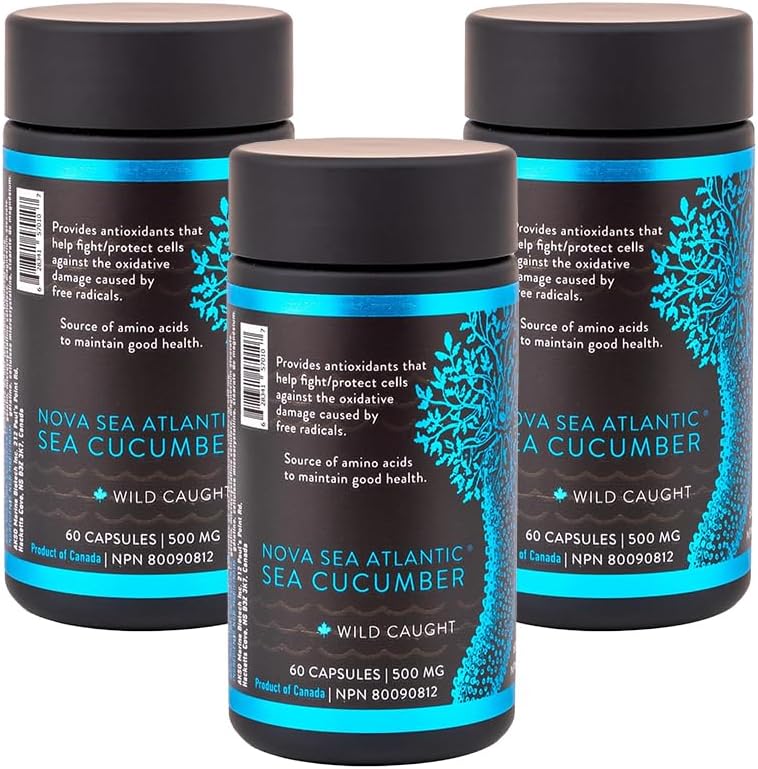 Pack of 3 Nova Sea Atlantic Wild Sea Cucumber Antioxidant Supplement Capsules with Fucosylated Chondroitin Sulfate