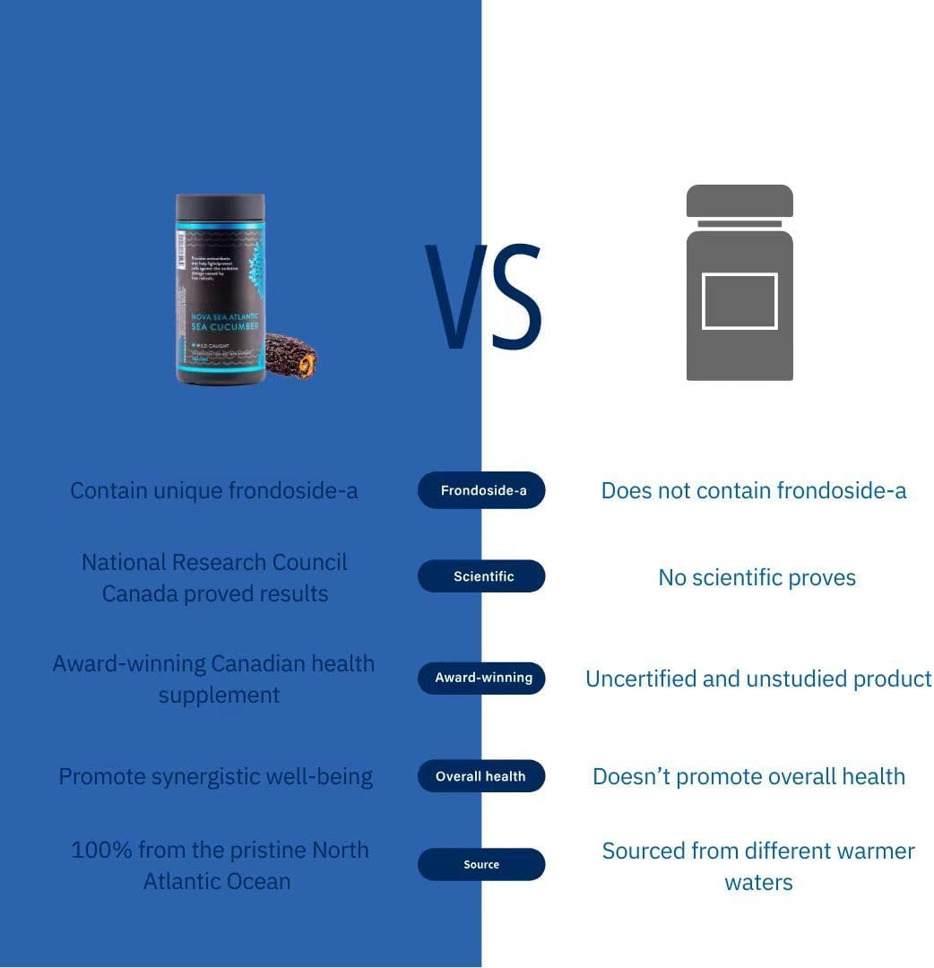 Pack of 3 Nova Sea Atlantic Wild Sea Cucumber Antioxidant Supplement Capsules with Fucosylated Chondroitin Sulfate