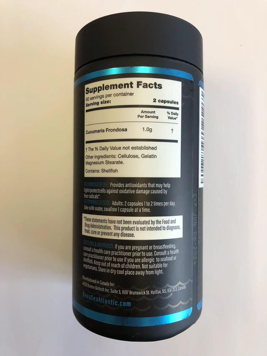 Pack of 3 Nova Sea Atlantic Wild Sea Cucumber Antioxidant Supplement Capsules with Fucosylated Chondroitin Sulfate