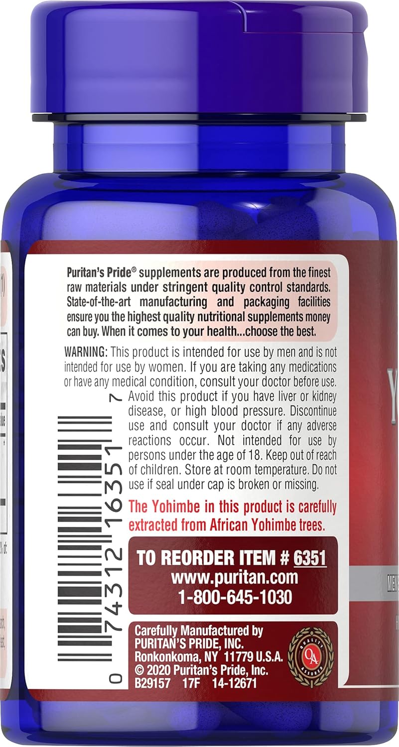 Pack of 3 Puritan's Pride Yohimbe 1000 Mg Capsules - 50 Count, Vegetarian Capsules