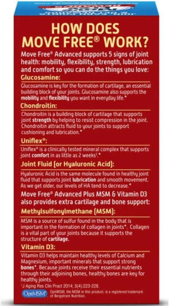 Pack of 3 Schiff Move Free Advanced Plus MSM and Vitamin D3 Joint Health Supplement Tablets
