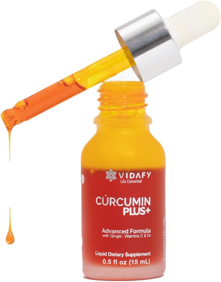 Pack of 3 Vidafy Turmeric Curcumin Plus Liquid Drops with BioMS - Curcumin Supplements for Enhanced Wellness