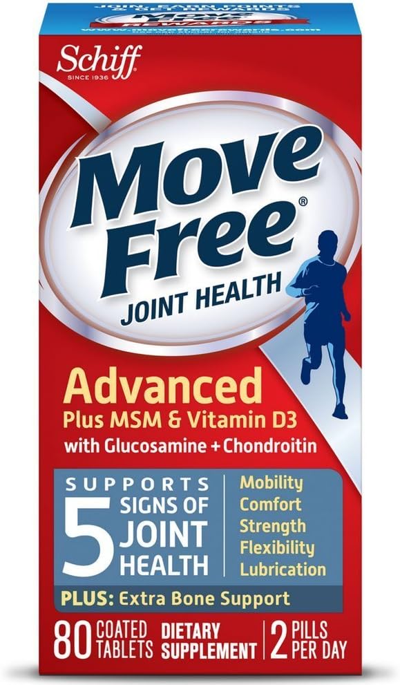 Pack of 4 Move Free Advanced Plus MSM and Vitamin D3 Joint Health Supplement Tablets with Glucosamine and Chondroitin