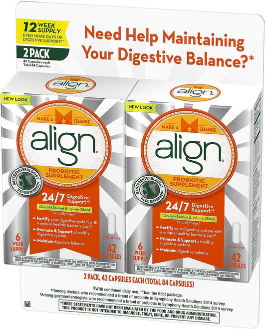 Pack of 5 Align Probiotic Supplement Capsules for 24/7 Digestive Support