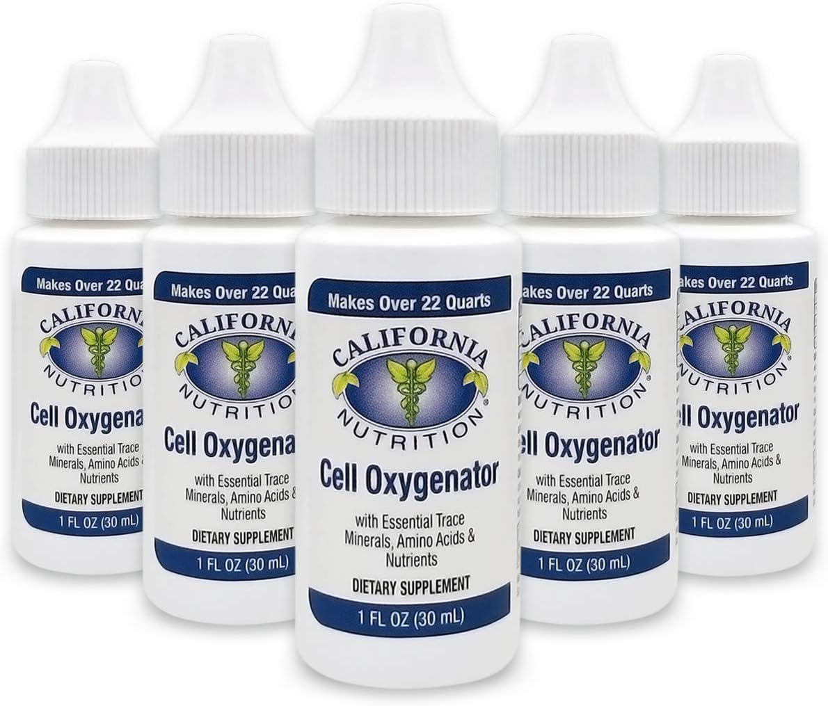 Pack of 5 California Nutrition Cell Oxygenator 1 Fl Oz Liquid Concentrate Drops for Immune Support & Daily Nutrition, Ideal for Athletes