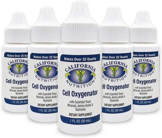 Pack of 5 California Nutrition Cell Oxygenator 1 Fl Oz Liquid Concentrate Drops for Immune Support & Daily Nutrition, Ideal for Athletes